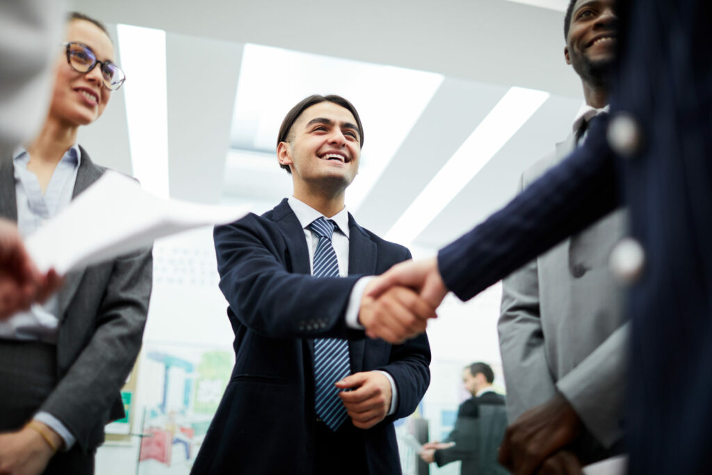 Professionals working together in a public sector consulting setting